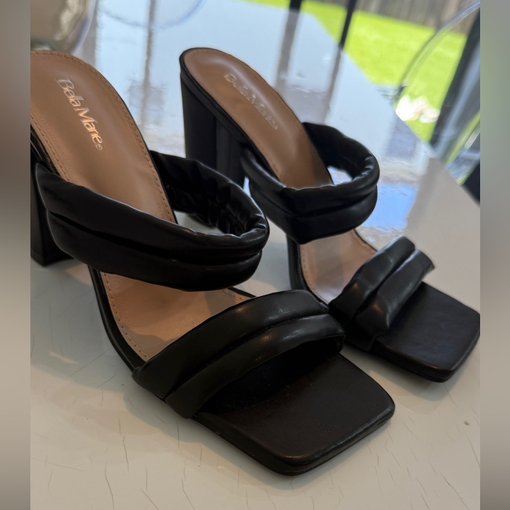 Bella Marie Black Strappy Heels